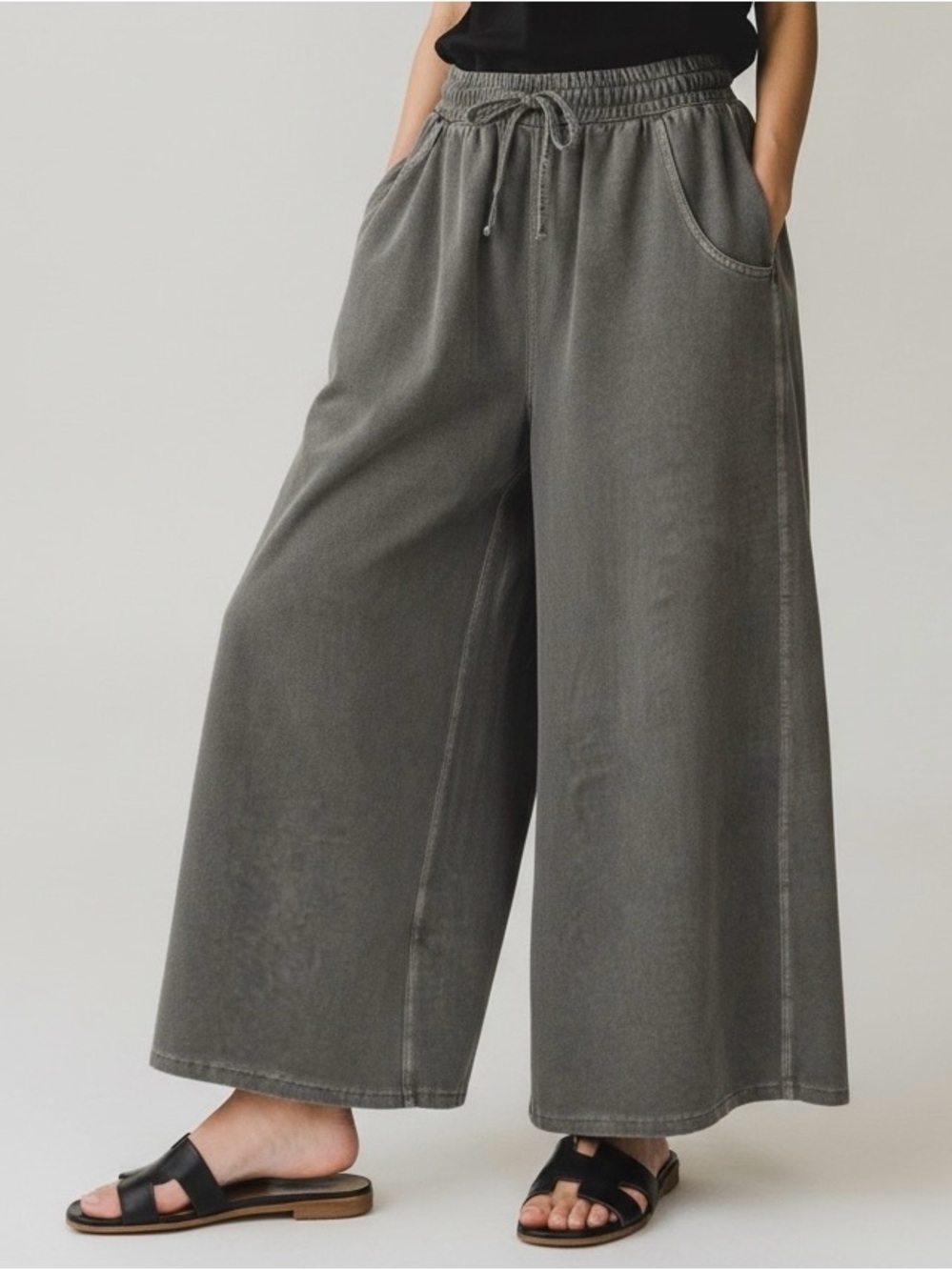 Zenana “Black” 100% Cotton Women’s French Terry Pants